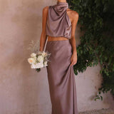 Damen Halter Neck Zweiteiliges Set mit Maxi-Rock
