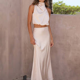 Damen Halter Neck Zweiteiliges Set mit Maxi-Rock
