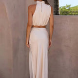 Damen Halter Neck Zweiteiliges Set mit Maxi-Rock