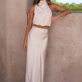 Damen Halter Neck Zweiteiliges Set mit Maxi-Rock