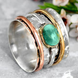 Carlota - Vintage-Ring aus Gold und Silber mit Türkis