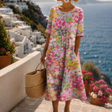 Elena | Luftiges Floral-Midi-Kleid