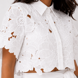 Damen Floral Spitze Zweiteiliges Set mit Gebundenem Bund