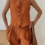 Damen Set mit weitem Bein, Knöpfen und Taschen