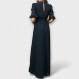 Béatrice - Elegante marineblaue Kleider mit floraler Stickerei