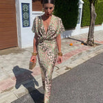 Midi wrap dress, light green and pink abstract pattern, gathered waist and short cuffed sleeves