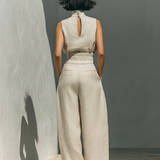 Damen Ärmellose Bluse und Weite-Hosen Ensemble