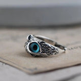 Opal-beschmückter verstellbarer Silber-Eulenring