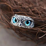 Opal-beschmückter verstellbarer Silber-Eulenring