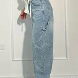 Violette™ - Hose mit hoher Taille und weiten Beinen und Knopftaschen