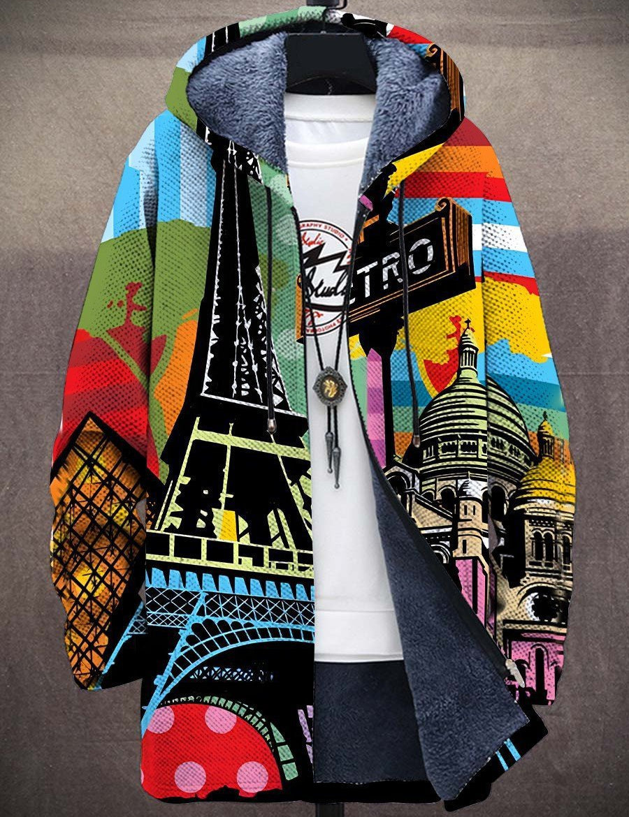 Marlee™ multicolor printed cardigan with dark trim, open front