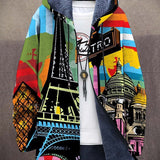 Marlee™ multicolor printed cardigan with dark trim, open front