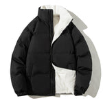 Black quilted thermo bomber jacket with teddy lining and front zip