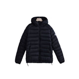 Ultralight quilted hooded jacket, black, full-zip with adjustable drawstring hem