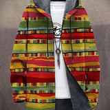 WELLA LUX hooded cardigan with multicolor striped woven pattern, front zipper and pockets