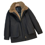 Women's mid-length winter parka with faux fur collar, black