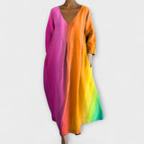 Fiona - Lange und Bunte Robe mit V-Ausschnitt