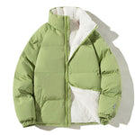 Lime green quilted thermo bomber jacket with teddy lining and high stand collar