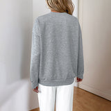 Grey back of long-sleeve crewneck sweatshirt, plain knit