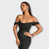 Ione - Figurbetontes Kleid mit schulterfreien und Raffung