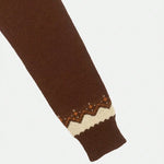 Marion vintage Icelandic sweater sleeve cuff in dark brown with cream Fair Isle band