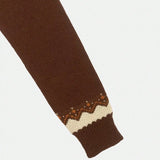 Marion vintage Icelandic sweater sleeve cuff in dark brown with cream Fair Isle band
