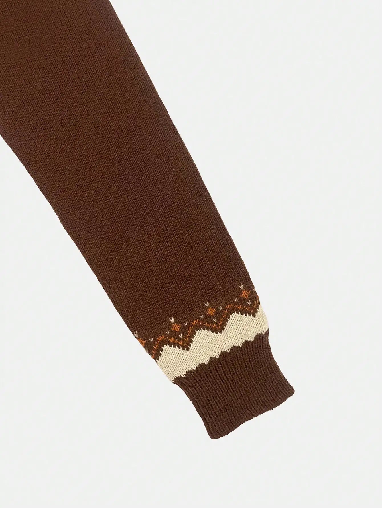 Marion vintage Icelandic sweater sleeve cuff in dark brown with cream Fair Isle band
