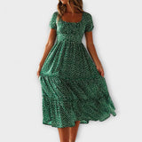 Maxikleid im Vintage-Stil mit floralem Muster und Puffärmeln