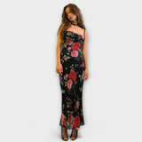 Kurzes Bodycon-Kleid mit floralem Muster und Trägern