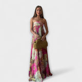 Maxi Plissée Ohne Ärmel Retro Kleid