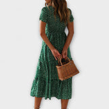 Maxikleid im Vintage-Stil mit floralem Muster und Puffärmeln