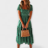 Maxikleid im Vintage-Stil mit floralem Muster und Puffärmeln