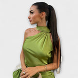 Chic Maxikleid mit schulterfreien Trägern und Nackenband
