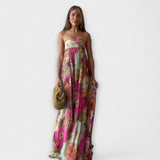 Maxi Plissée Ohne Ärmel Retro Kleid
