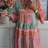 Ava™ - Schickes V-Ausschnitt Sommerkleid aus Baumwolle und Hanf