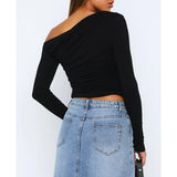 Damen Cropped Langarmtop