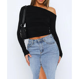 Damen Cropped Langarmtop