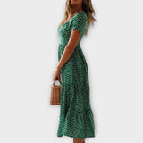 Maxikleid im Vintage-Stil mit floralem Muster und Puffärmeln