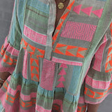 Ava™ - Schickes V-Ausschnitt Sommerkleid aus Baumwolle und Hanf