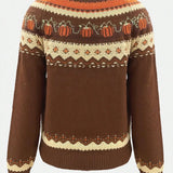 Marion vintage Icelandic sweater back view, dark brown with Nordic Fair Isle yoke