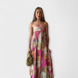 Maxi Plissée Ohne Ärmel Retro Kleid