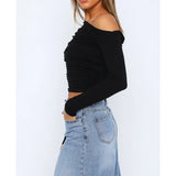 Damen Cropped Langarmtop