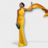 Chic Maxikleid mit schulterfreien Trägern und Nackenband
