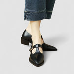 Orthopedic Mary Jane shoes, black with buckled instep strap and chunky block heel