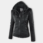 Hooded zip-up jacket in black with drawstrings and chest pockets