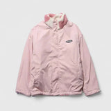 Pink lightweight windbreaker jacket with stand collar and front zipper
