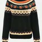 Marion vintage Icelandic sweater in black with colorful Nordic Fair Isle yoke pattern