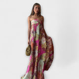 Maxi Plissée Ohne Ärmel Retro Kleid