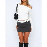 Damen Cropped Langarmtop