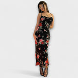 Kurzes Bodycon-Kleid mit floralem Muster und Trägern